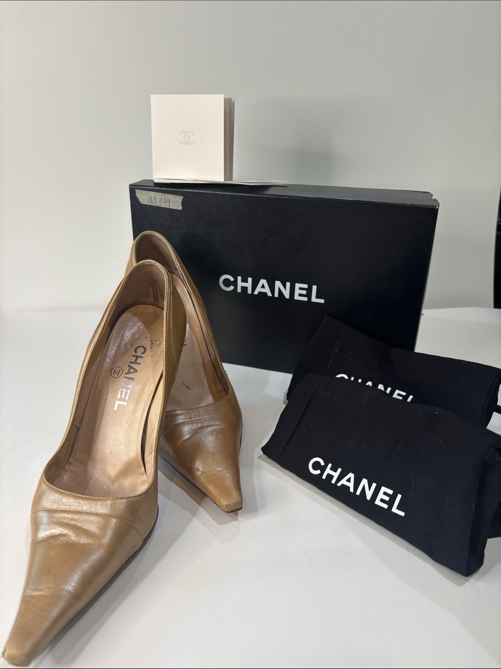 Vintage Chanel Gold Heels Pumps with steel heel size 8